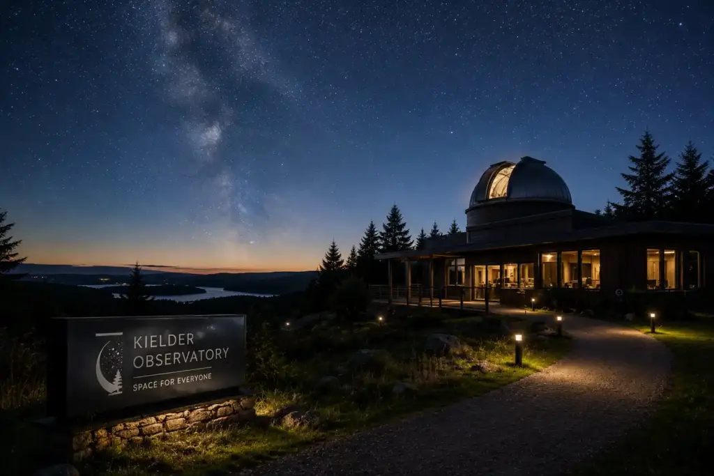 Kielder Observatory under a starry sky